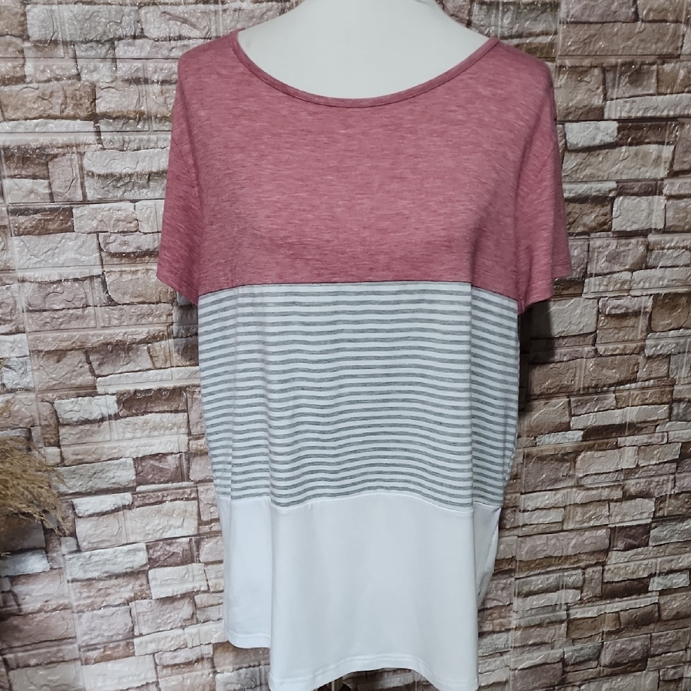 Yun Jey Pink and White Striped Blouse